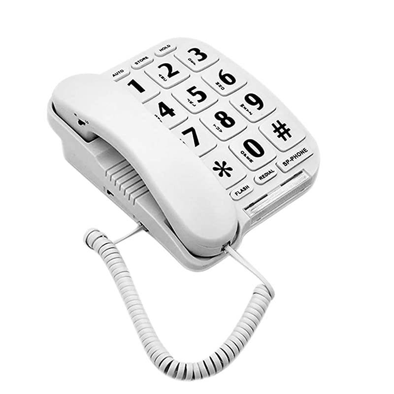 P011 Large Button Corded Phone for Elderly with Amplified Speakerphone Works in Power Outage for SOS Emergency