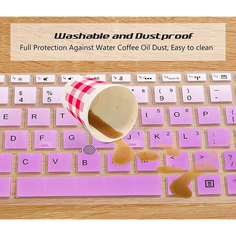 Pack HP EliteBook Keyboard Cover 14 Inch Slicone Keyboard Skin for 14 HP EliteBook 840 G5 G6 HP EliteBook 745 G5 G6 14 Inch HP ZBook 14u G5 G6 CoverOmbre Purple+Clear
