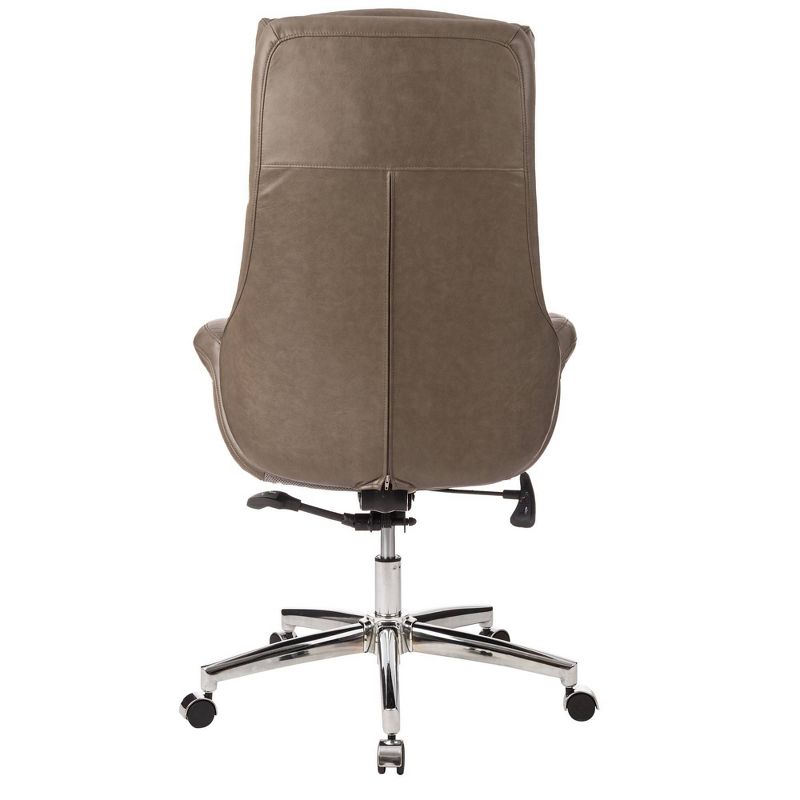Mid-Century Modern Brownish Leatherette Adjustable Swivel High Back Office Chair Gray - Glitzhome