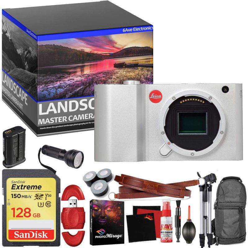 Leica T Mirrorless Digital Camera (Silver) - Master Landscape Photographer Kit - Memory Card - Accessories
