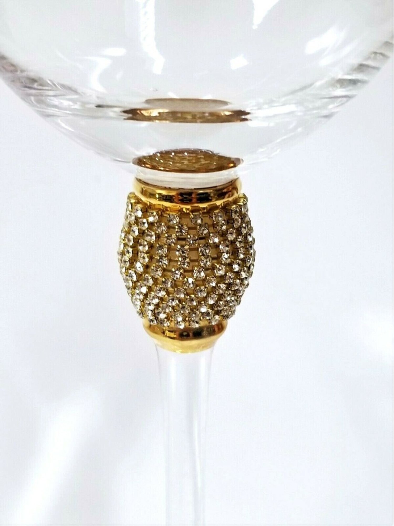 Melbify Gold Stem Transparent Glass Wine Glass with Gold Rim (500ml) - Set of 2