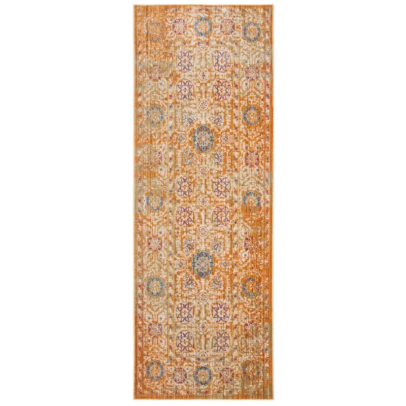 Gold/Ivory Medallion Loomed Runner 3'X12' - Safavieh