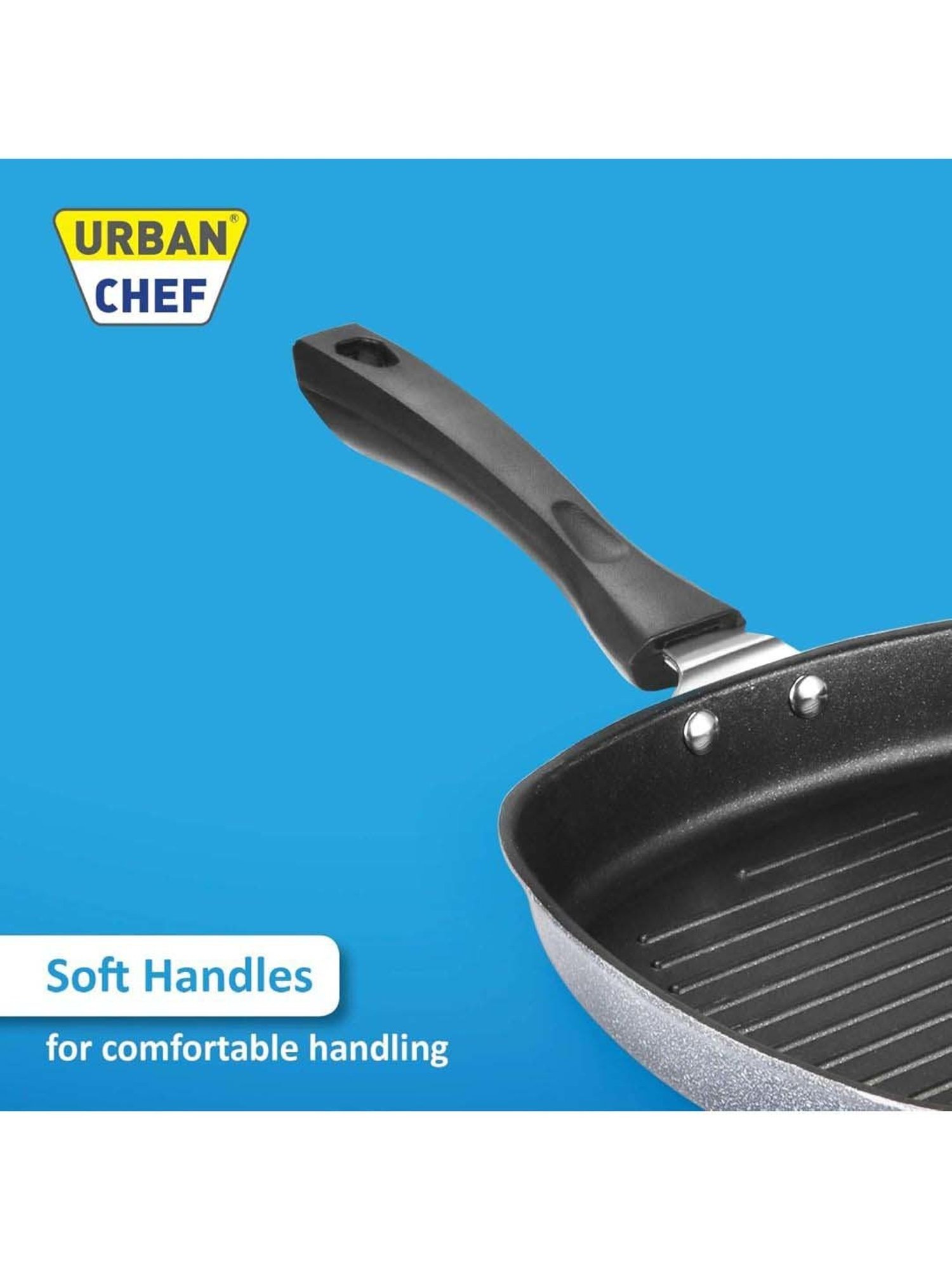 Urban Chef Black Cast Iron Die Cast Grill Pan