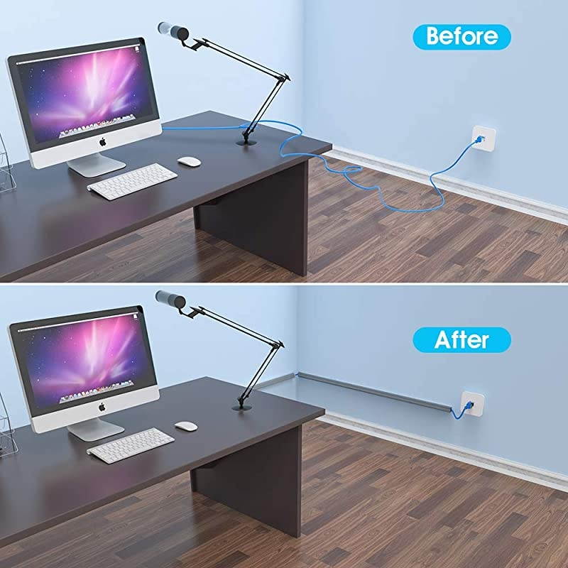 Cord Hider CMC06 Mini OnCable Cover Hide a Cable Concealer for Speaker Wire Ethernet Cable 8X L157in W05in H035in Total 125in Dark Grey