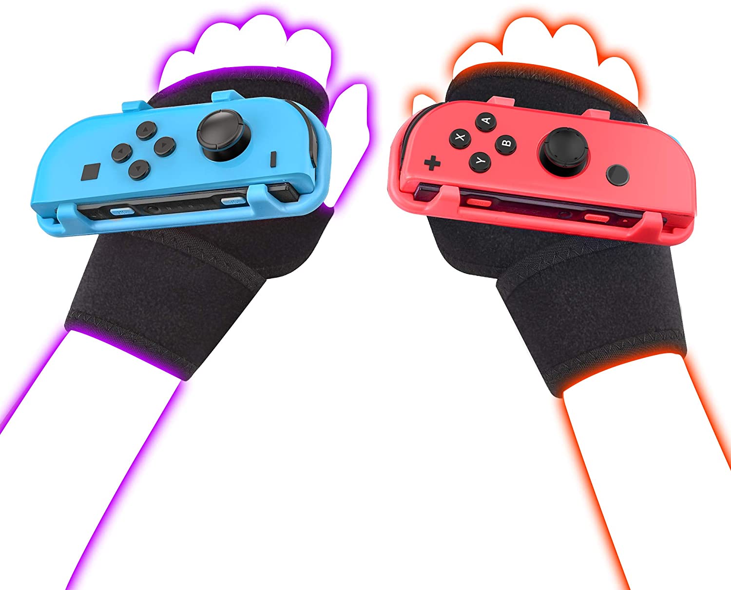 Wristband is suitable for Just Dance 2021 2020 2019 switch, hands-free elastic wristband, suitable for Nintnedo Switch dance accessories, a pair of JoyCon grips (blue + red), children's edition
