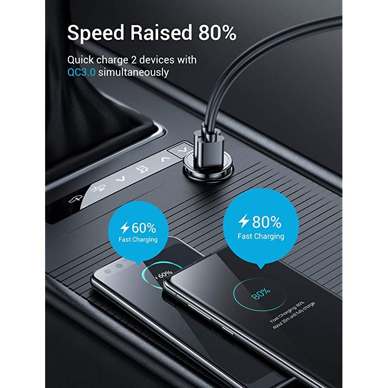 USB Car Charger Dual QC30 Port 36W6A All Metal Fast Car Charger Mini Cigarette Lighter USB Charger Quick Charge Compatible with iPhone 1111 proXRXXS Note 9Galaxy S10S9S8
