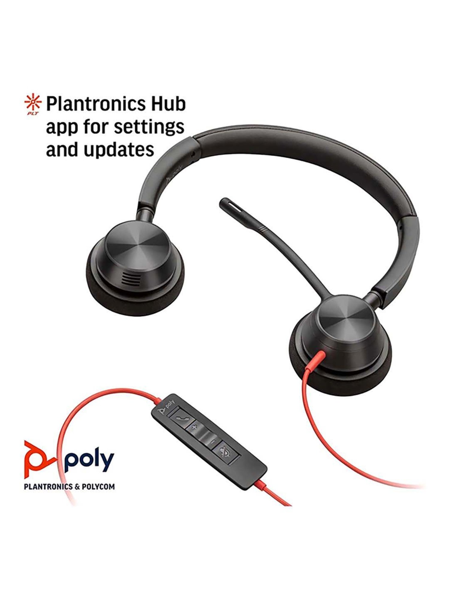 Poly Blackwire 3320 BW3320 Wired Headphone with Microphone (Black)