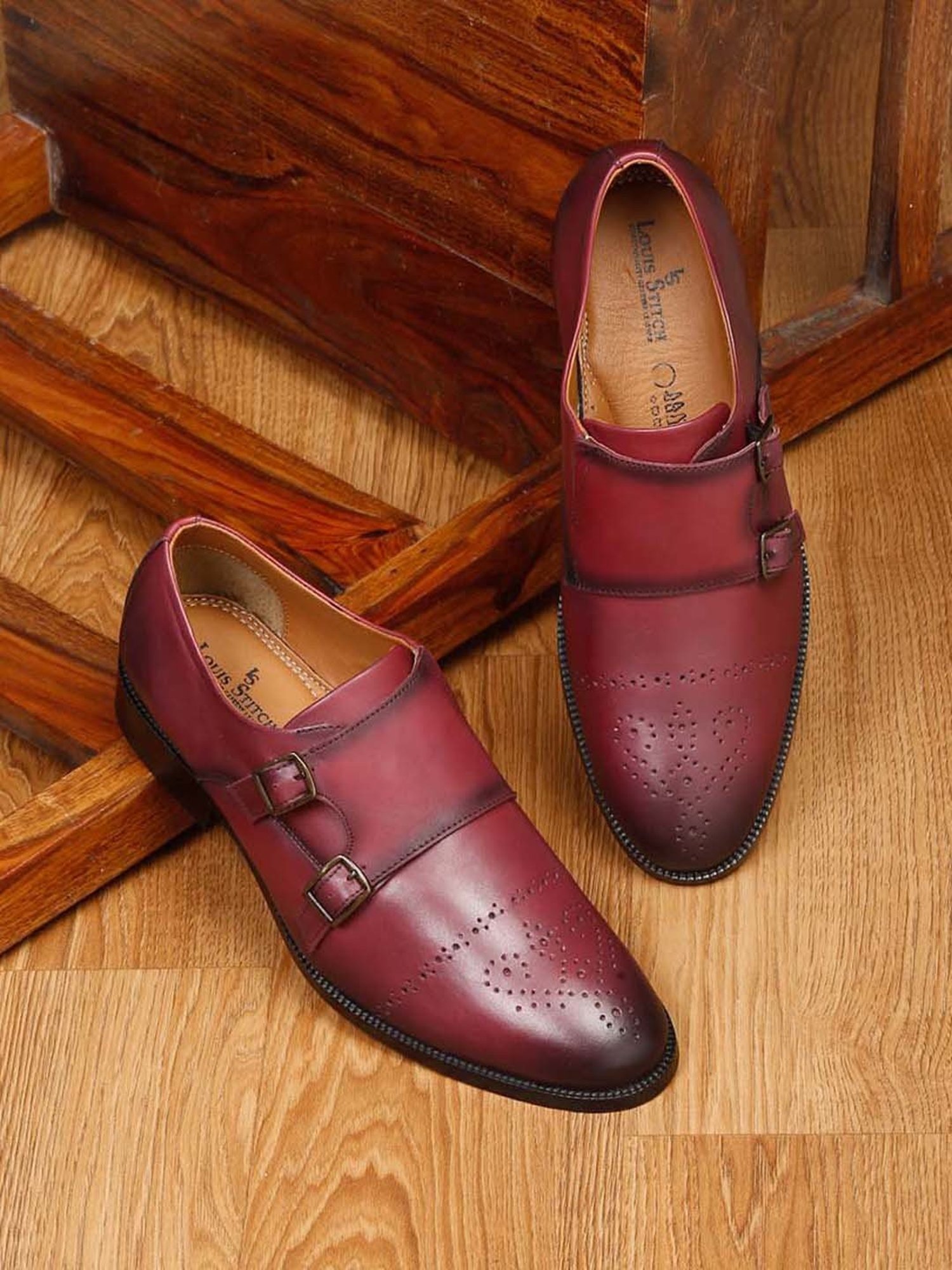 Louis Stitch Men's Rosewood Monk Shoes