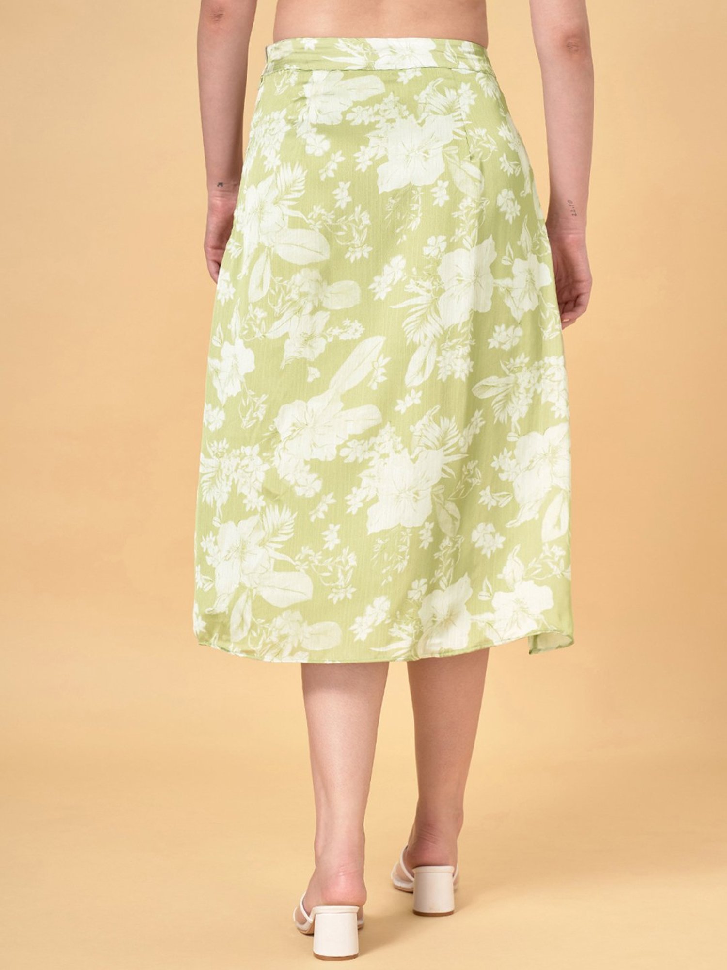 Honey by Pantaloons Green Floral Print A-Line Skirt