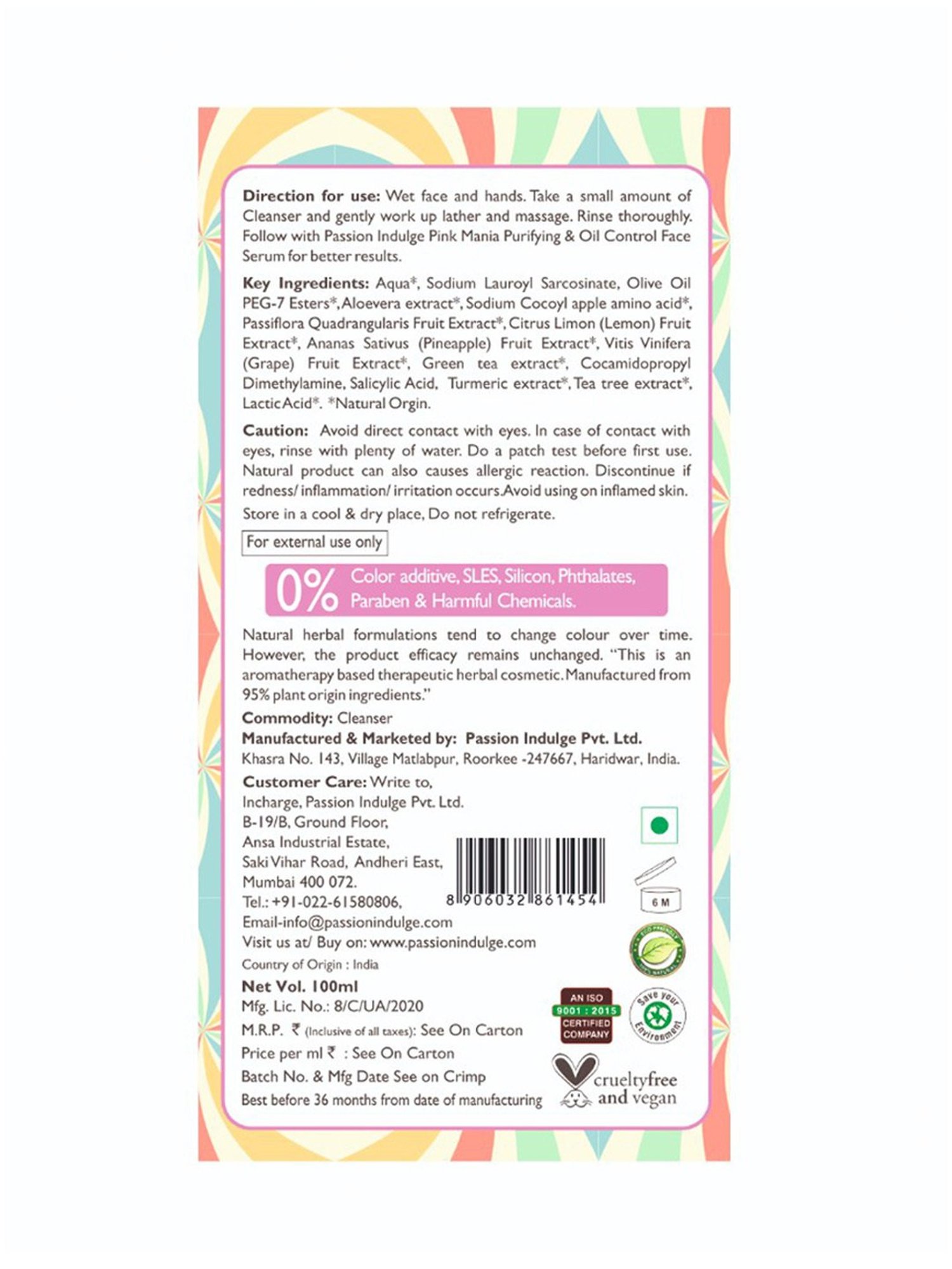 Passion Indulge Pink Mania Purifying & Oil Control Self Love Cleanser - 100 ml