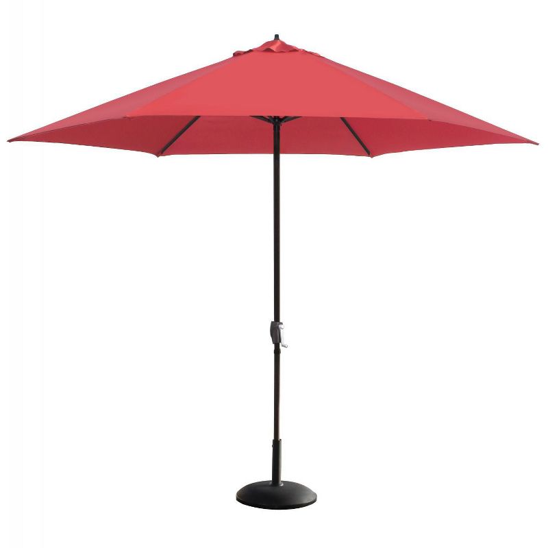 Astella  11 Ft. Aluminum Patio Umbrella W/ Crank Lift - Black Frame / Polyester Brick Canopy LUNA116P117-P40