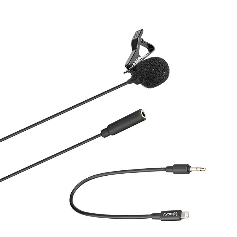 Lavalier Lightning Microphone for iOS iPhone 11 Vlog, 20 ft/6m  by-M2 Lapel Universal Mic with Lightning Plug Adapter for iPhone 11 10 X 8 7 MAC YouTube Video Facebook Live