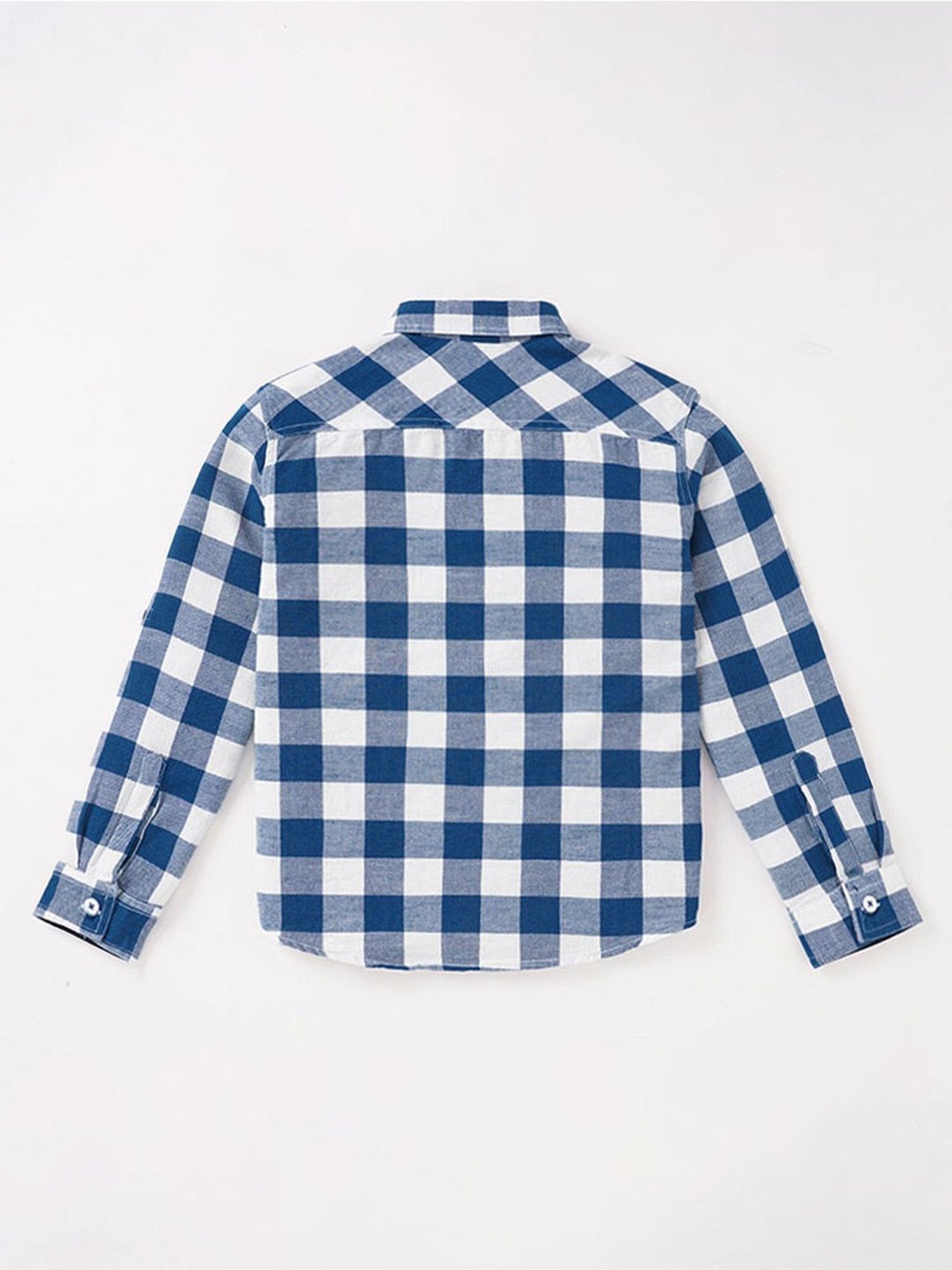 Edheads Kids Blue & White Cotton Chequered Full Sleeves Shirt