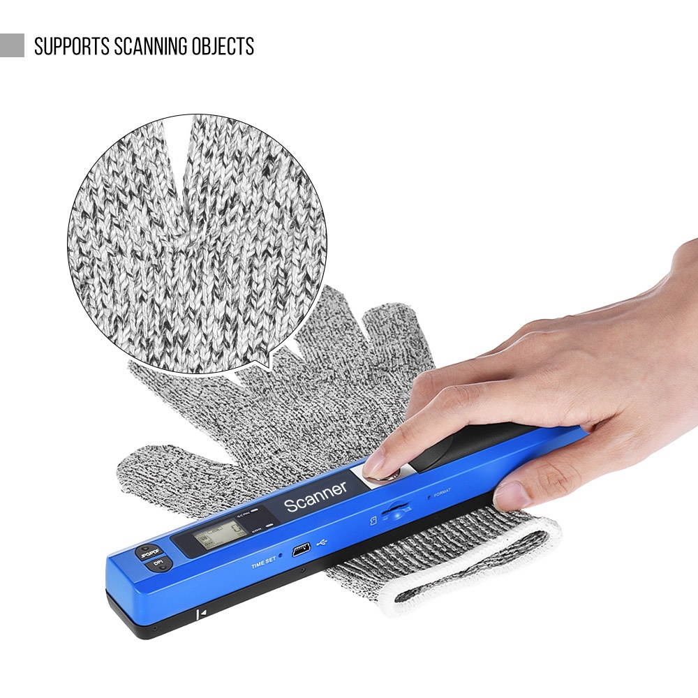 Portable Handheld Wand Wireless Scanner A4 Size 900DPI JPG/PDF Formate LCD Display with Protecting Bag for Business Document Reciepts Books Images