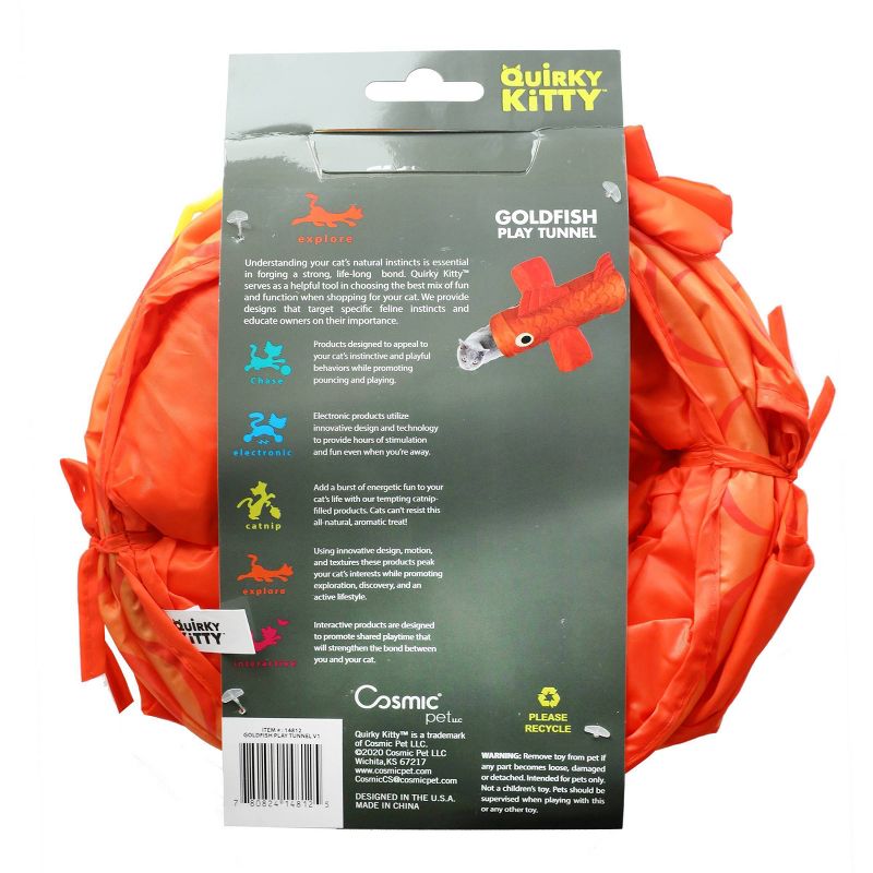 Quirky Kitty Goldfish Tunnel Cat Toy - Orange - 24"