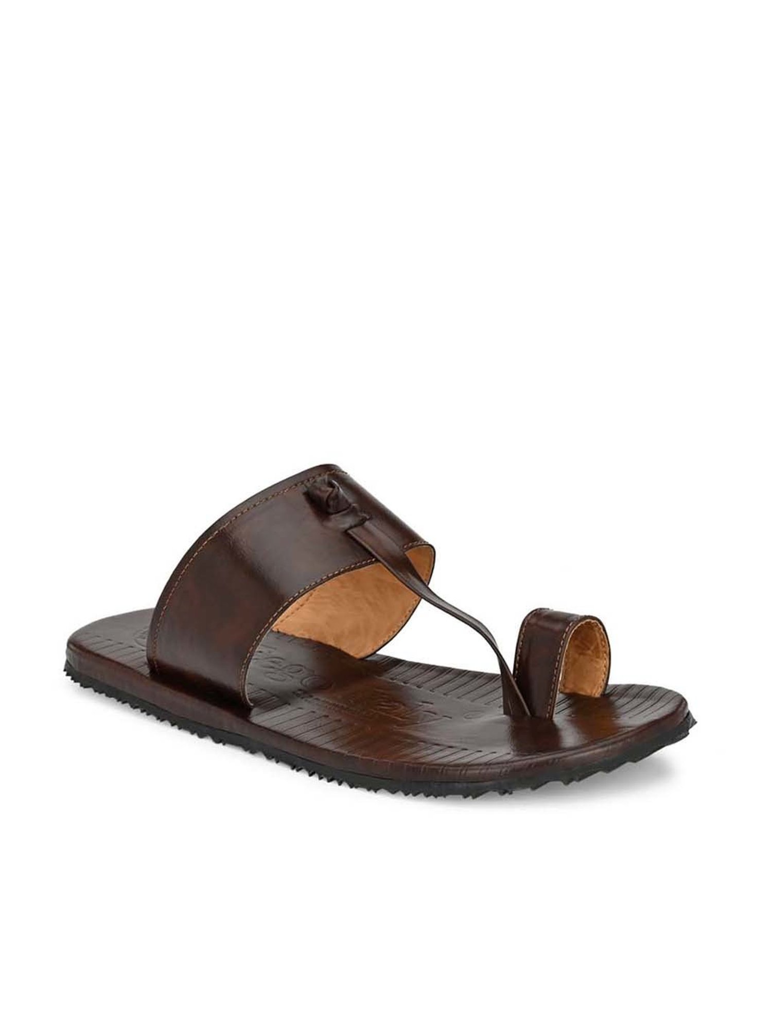 Eego Italy Men's Brown Toe Ring Sandals