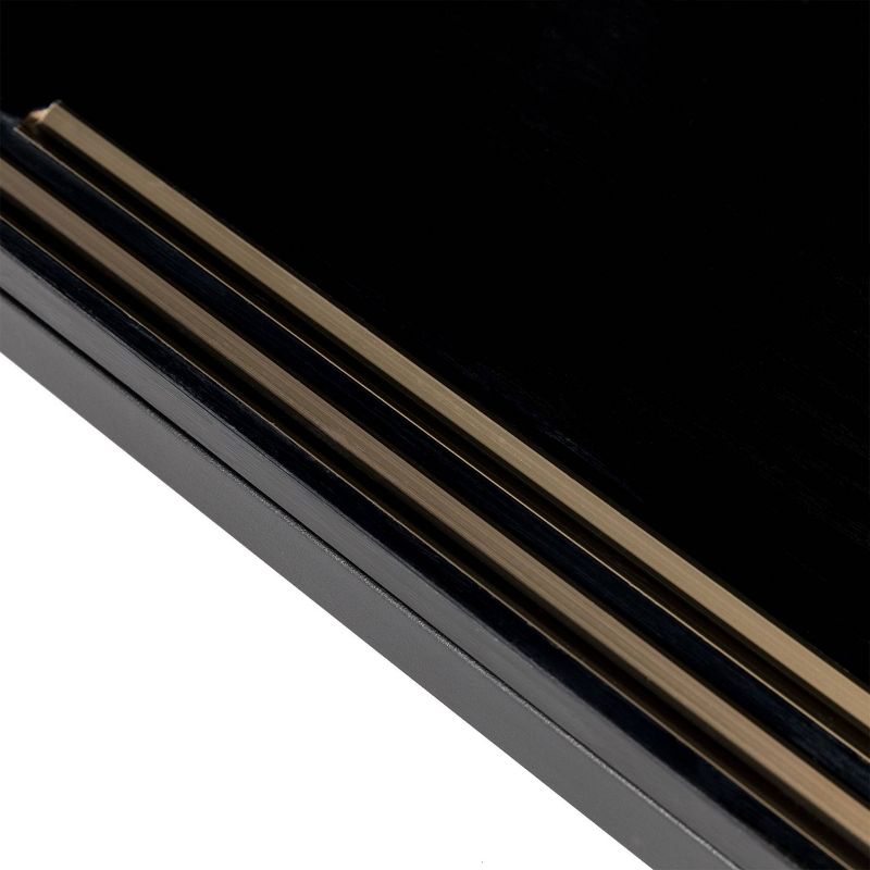 Oak Melamine Floor Cabinet with 2 Sliding Doors Black - Glitzhome