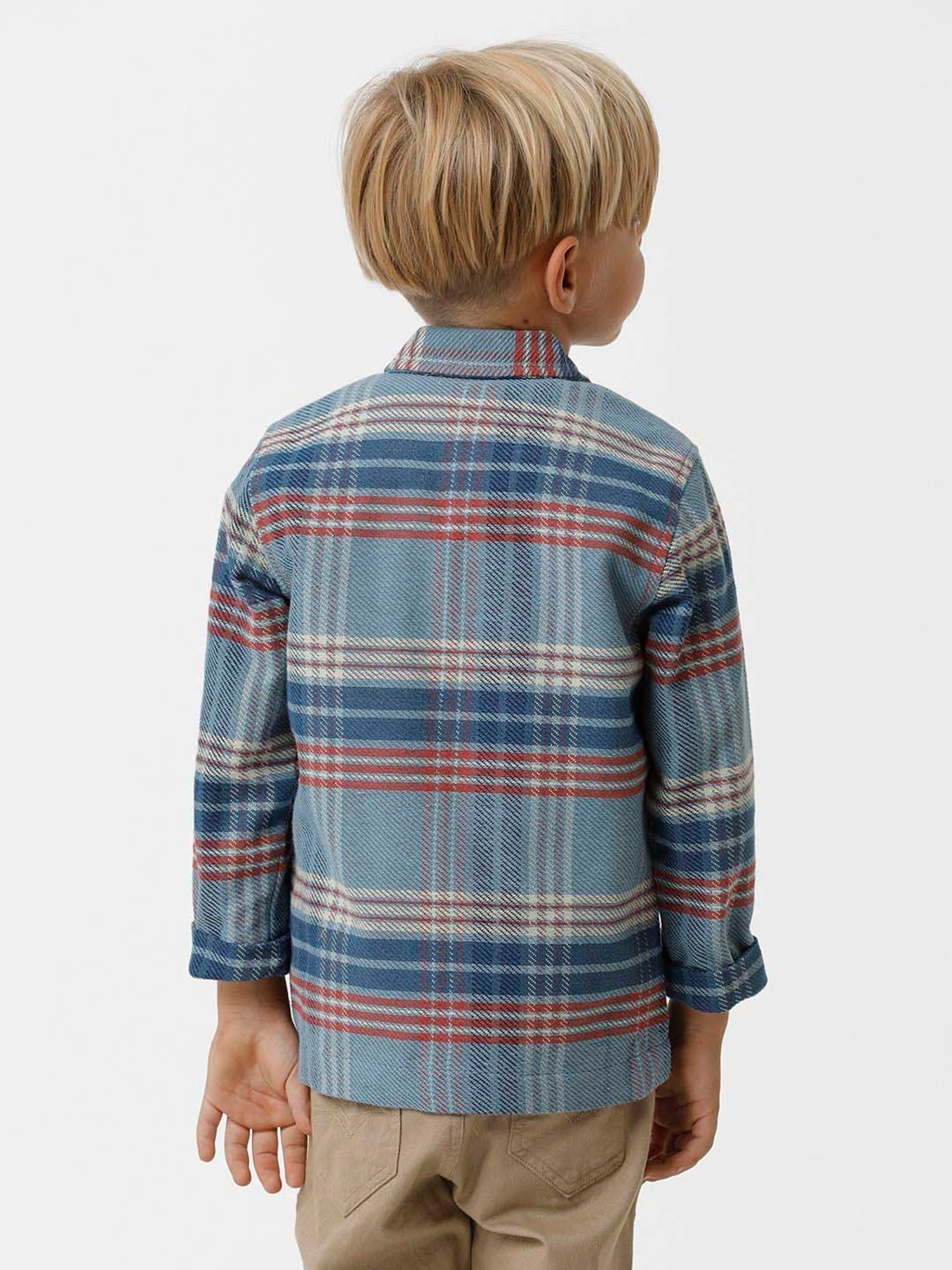 Kate & Oscar Kids Blue Cotton Chequered Full Sleeves Shirt