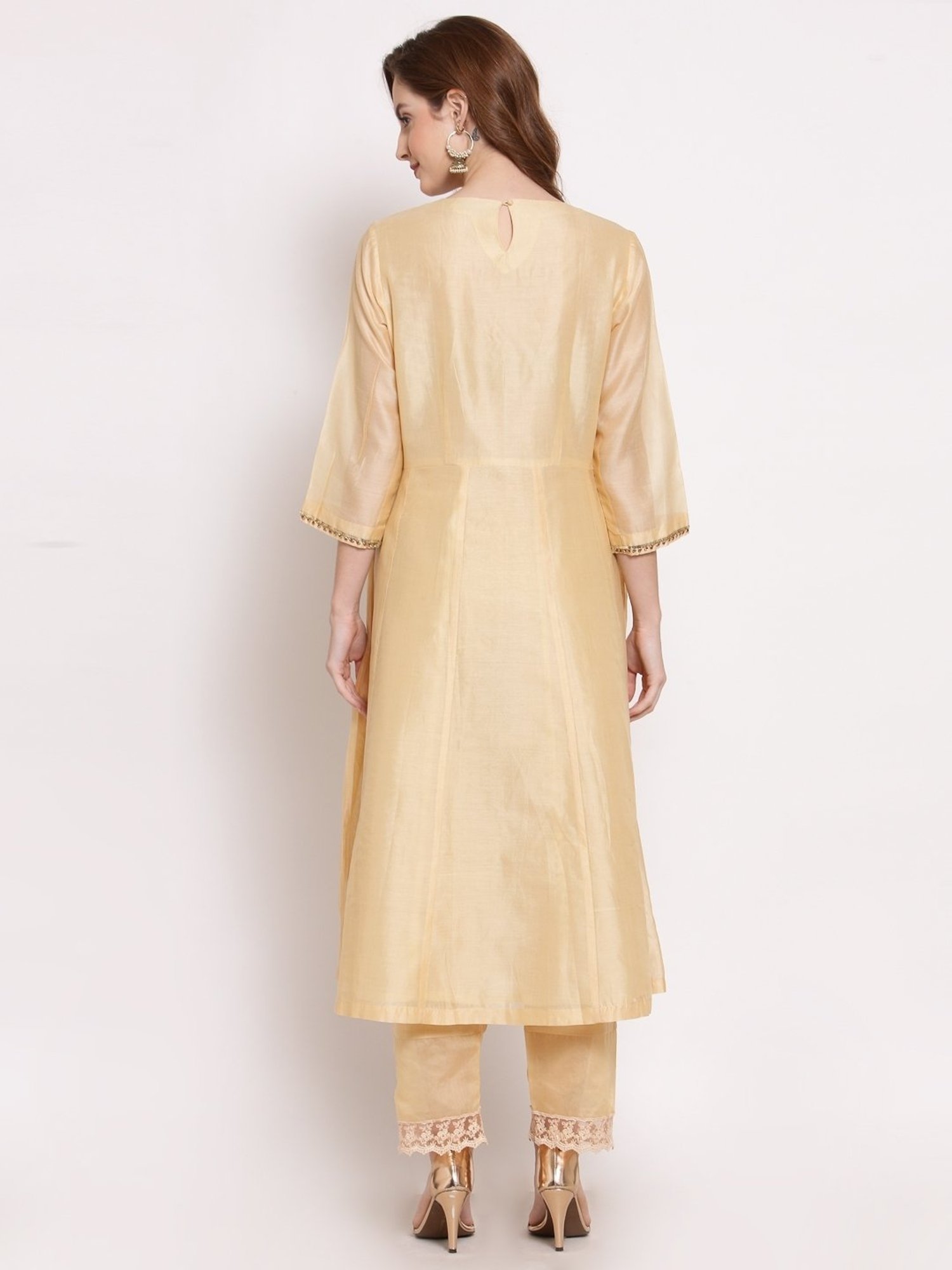 DART STUDIO Beige Embroidered Straight Kurta