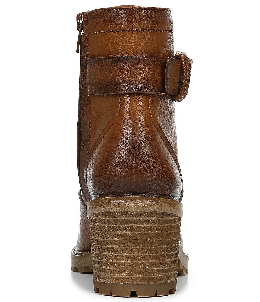 Zodiac Gemma Leather Buckle Strap Detail Lug Sole Block Heel Combat Booties