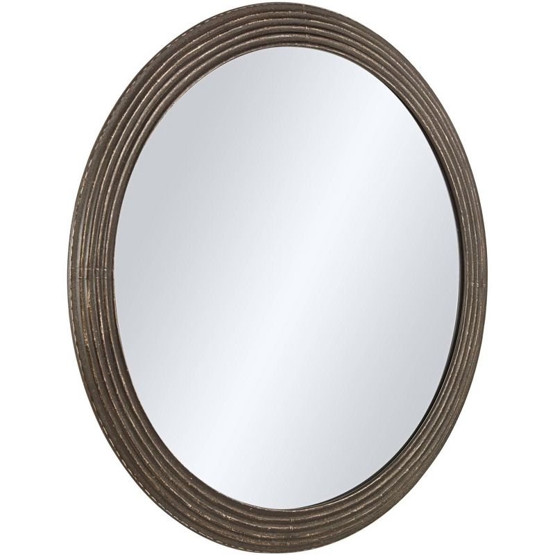 Uttermost Quentin Black 34" Round Metal Framed Wall Mirror