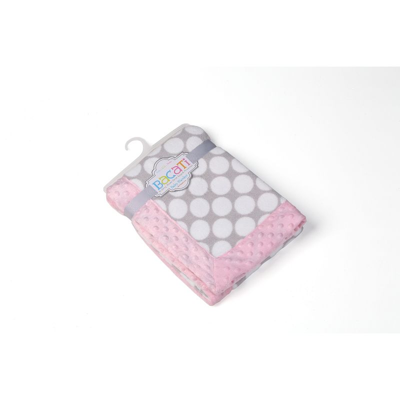 Bacati - Grey Dots with Solid Border Blanket (Grey Dots/Baby Pink Border)