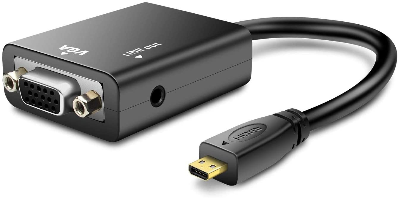 Micro HDMI to VGA Converter 1080P Gold Plated (Male to Female) with 3.5mm Audio Jack Compatible with Laptop TabletsUltrabooks Cameras and Camcorders