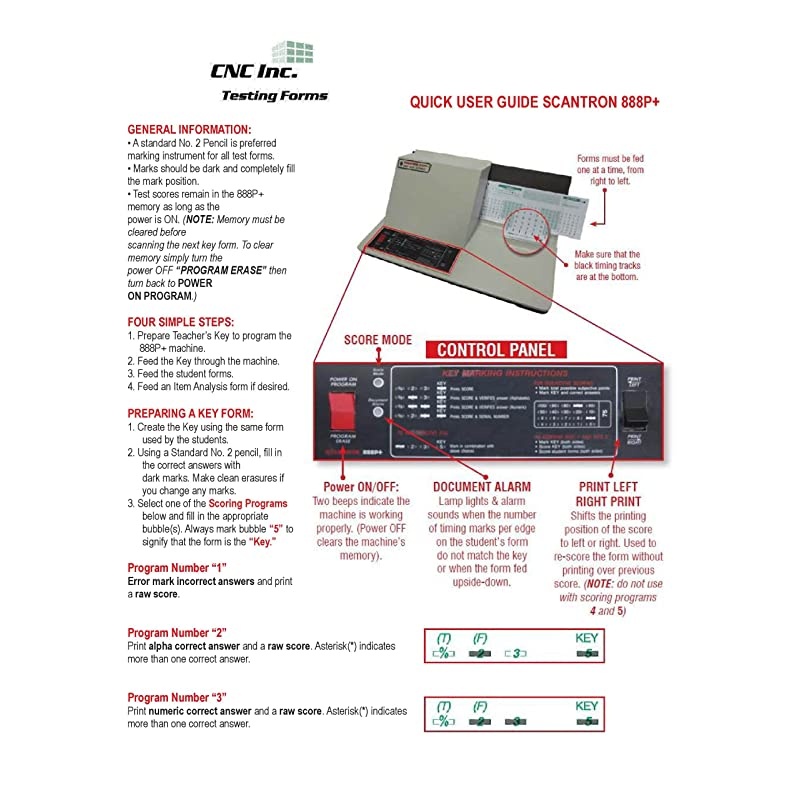 875-E 100 Question Compatible Testing Forms (500 Sheet Pack)