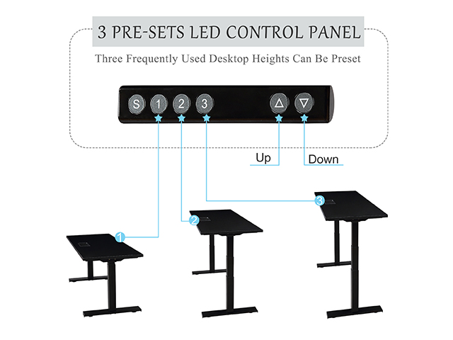 Home Office Game Desk Height Adjustable Electric Standing Desk, Modern Design 59 x23.6 Inches Computer Table for Healthy Working,Black,GT82