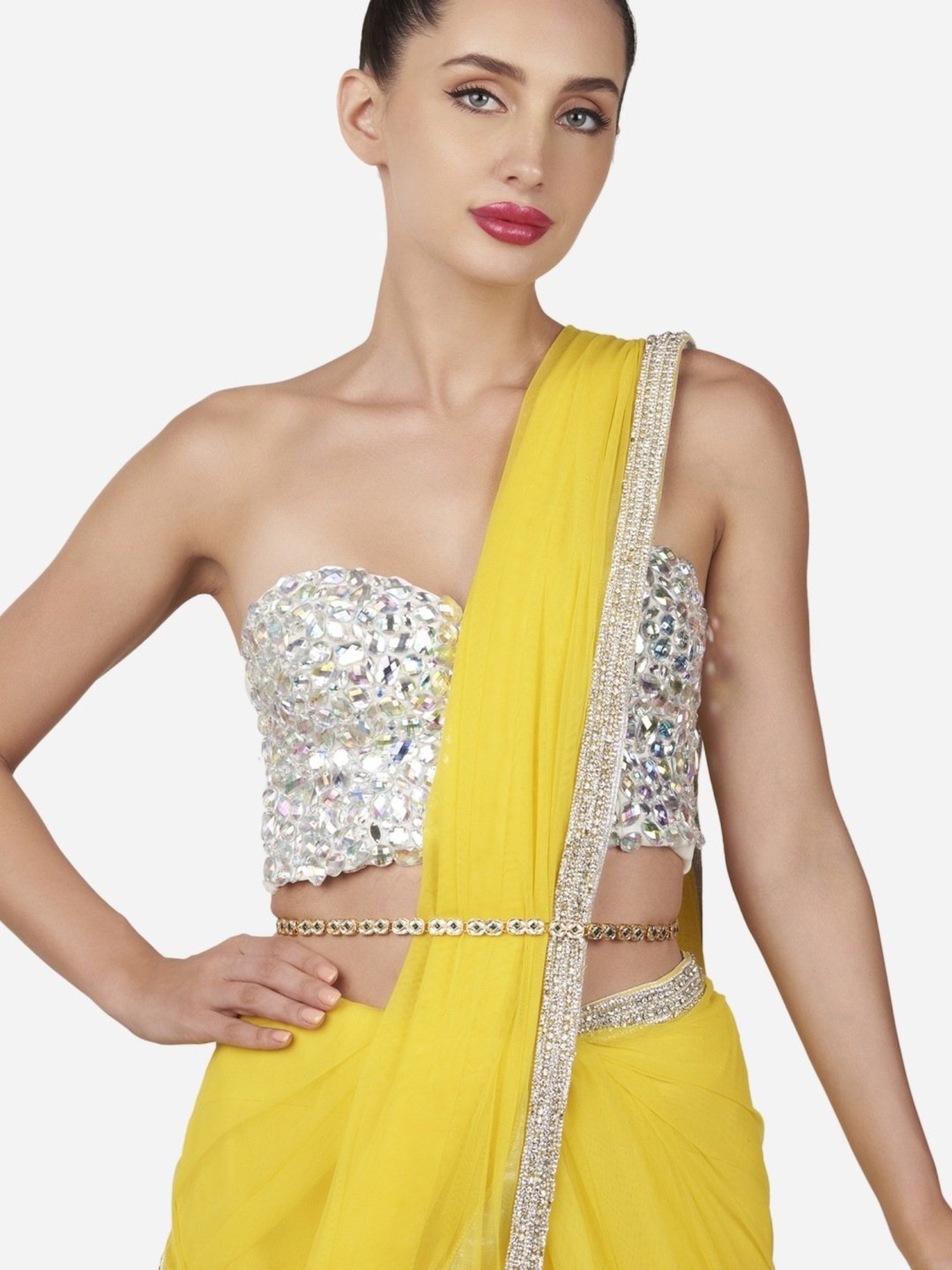 Zaveri Pearls Green Dazzling Kundan Embellished Sleek Bridal Kamarbandh-ZPFK16128