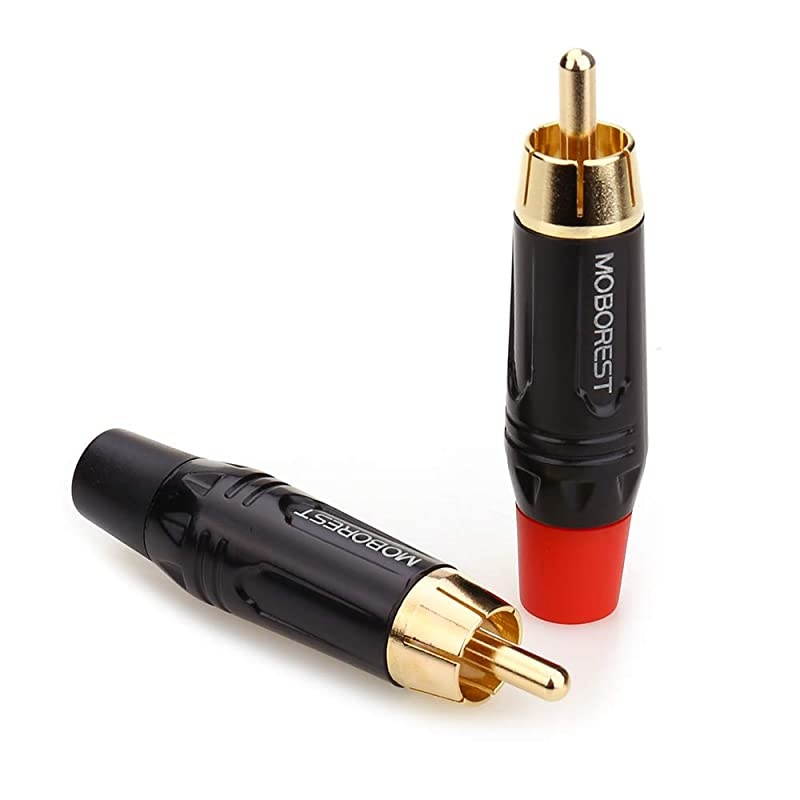 RCA Male Plug Adapter Audio Phono Gold Plated Solder 24K Gold Speaker Plugs RCA Jack Cable Connector Adapter(RCA Male-2pack)