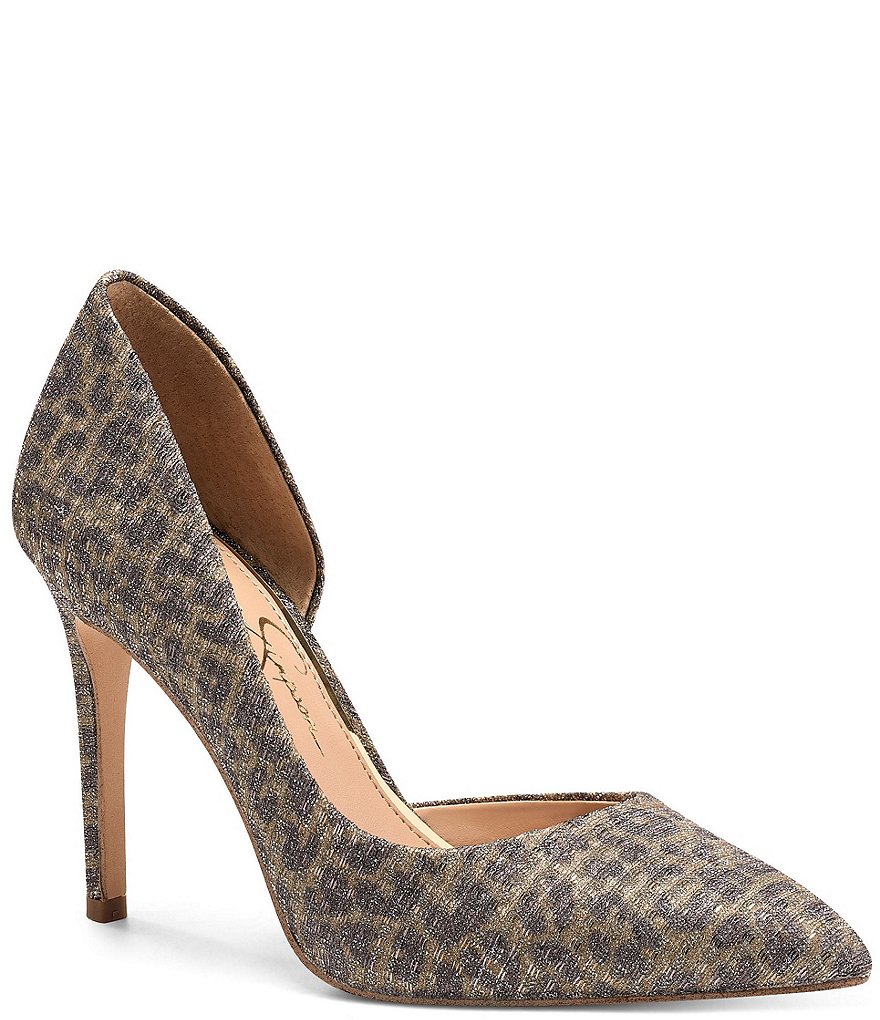 Jessica Simpson Prizma Metallic Leopard Print d'Orsay Pumps