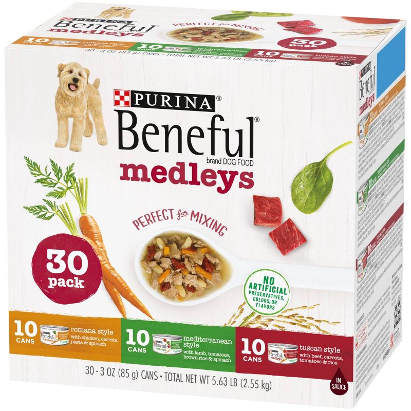 Purina Beneful Medleys Romana, Mediterranean & Tuscan Style Wet Dog Food - 3oz/30ct Variety Pack