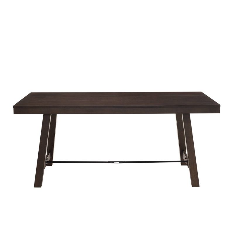 Tanya Modern Farmhouse Metal Stretcher Dining Table Dark Brown Oak - Saracina Home