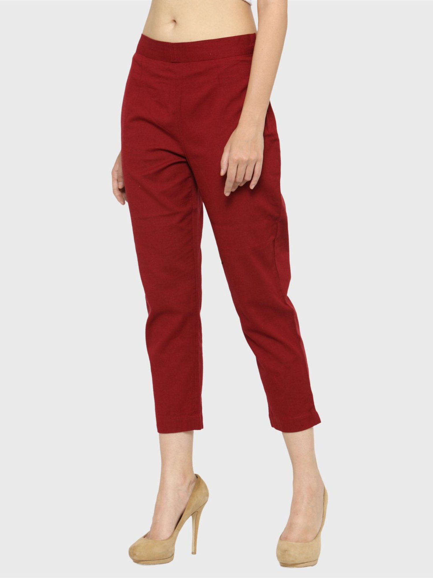 Indibelle Maroon Cotton Trousers