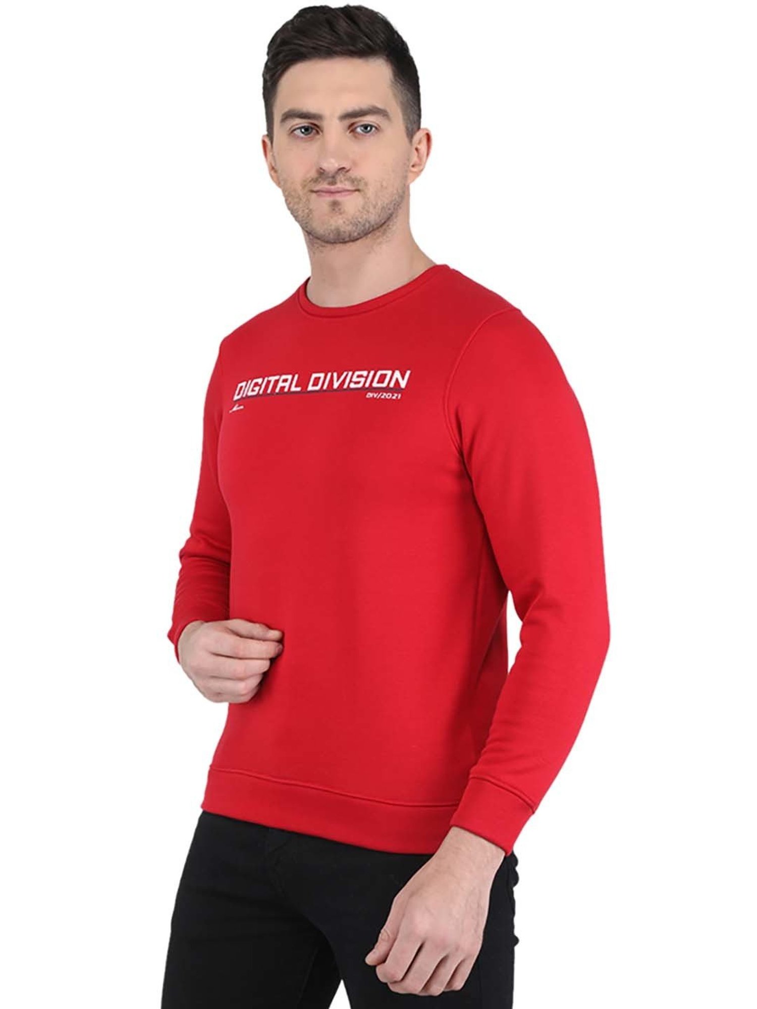 MOCA by Monte Carlo Red Regular Fit Printed Sweatshirt