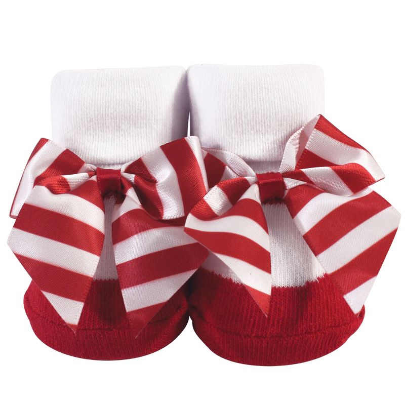 Hudson Baby Infant Girl Socks Boxed Giftset, Red White Stripe, One Size
