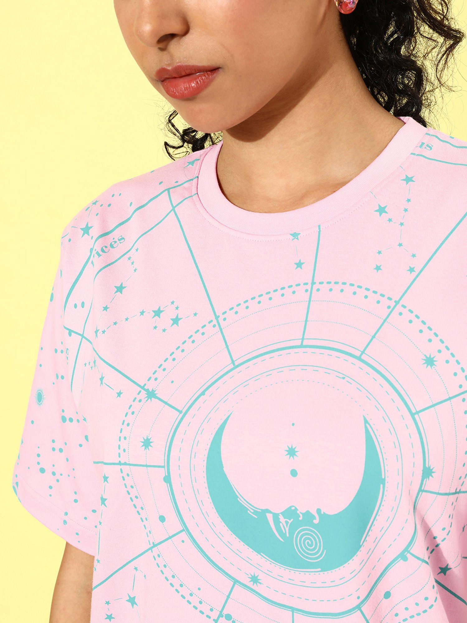 Dillinger Pink Cotton Graphic Print Oversized T-Shirt