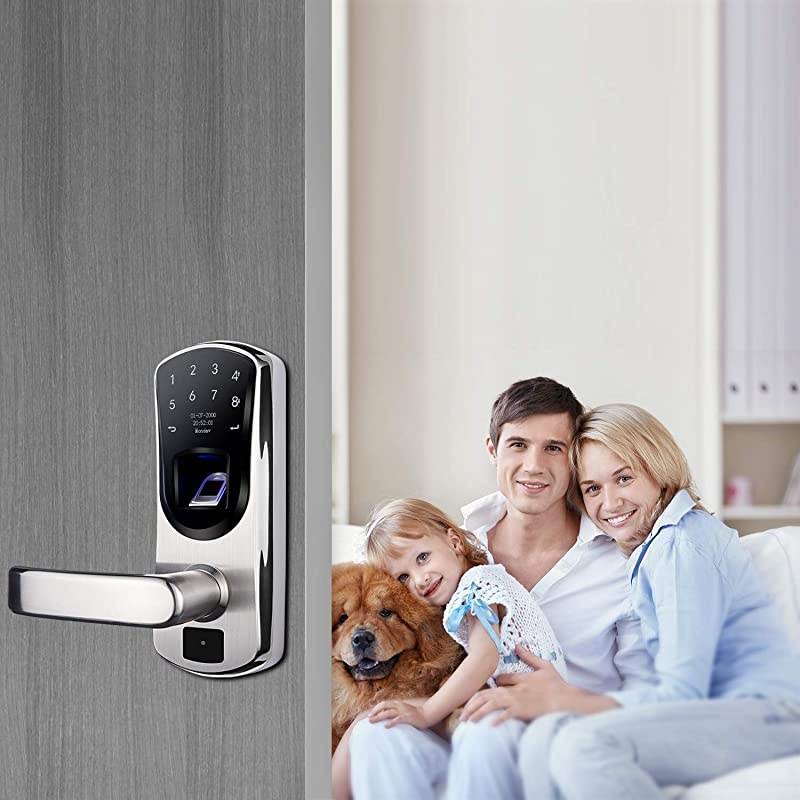 V8 Fingerprint Keyless Entry Smart Door Lock Stainless Steel Touchscreen with Electronic Keypads, Spare Key, Two-Factor Authentication, Biometric Digital Auto-Lock, Right Handle Only