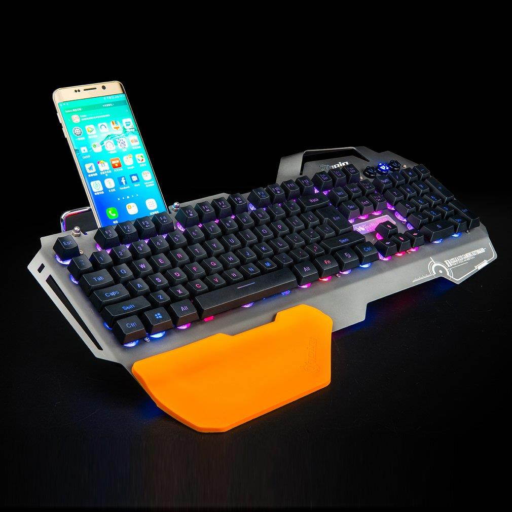 PK820 Membrane Keyboard Aluminum Alloy Panel Backlight Wired Gaming Keyboard