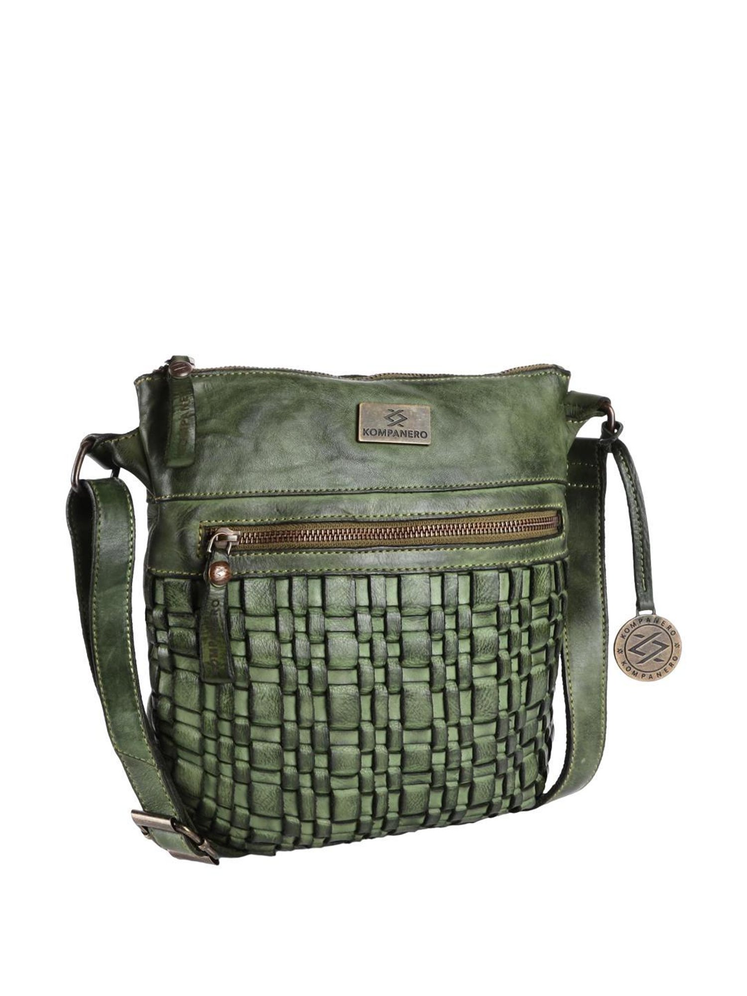 KOMPANERO Mia Green Textured Sling Handbag