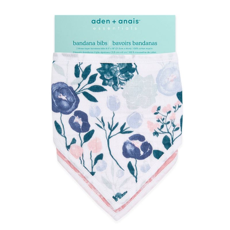 aden and anais Essentials 2pk Bandana Bib - Flowers Bloom