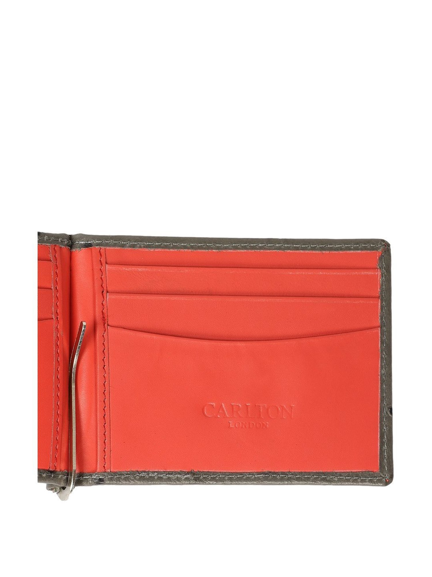 Carlton London Grey Casual Leather Money Clip For Men