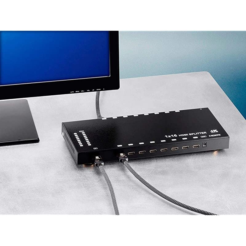 Blackbird 4K 1X16 HDMI Splitter - with 3D Support, Ultra HD 4K (3840 x 2160 30Hz) (Compatible with PS4/5 Xbox Apple TV Fire Stick Roku Blu-Ray Player)