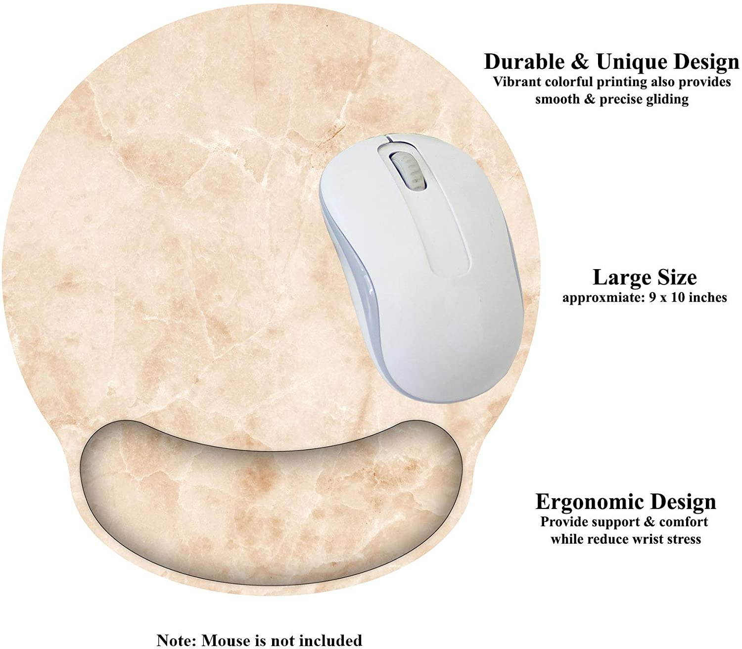 Meffort Inc Mouse Pad with Wrist Rest Support & Non-Slip Base, Durable Ergonomic Gaming Mousepad - Marble 2