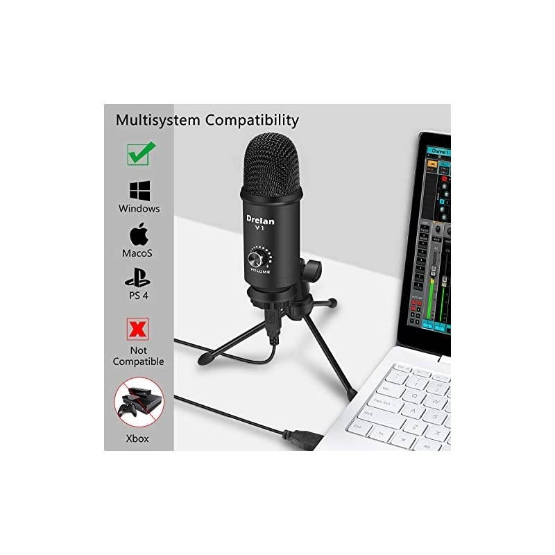 Microphone Condenser desktop Computer Mic 192KHZ24BIT Plug ampamp Play with Professional Sound Chipset for PC Voice RecordingPodcastingSkypeYouTubeGamesGoogle Voice Search