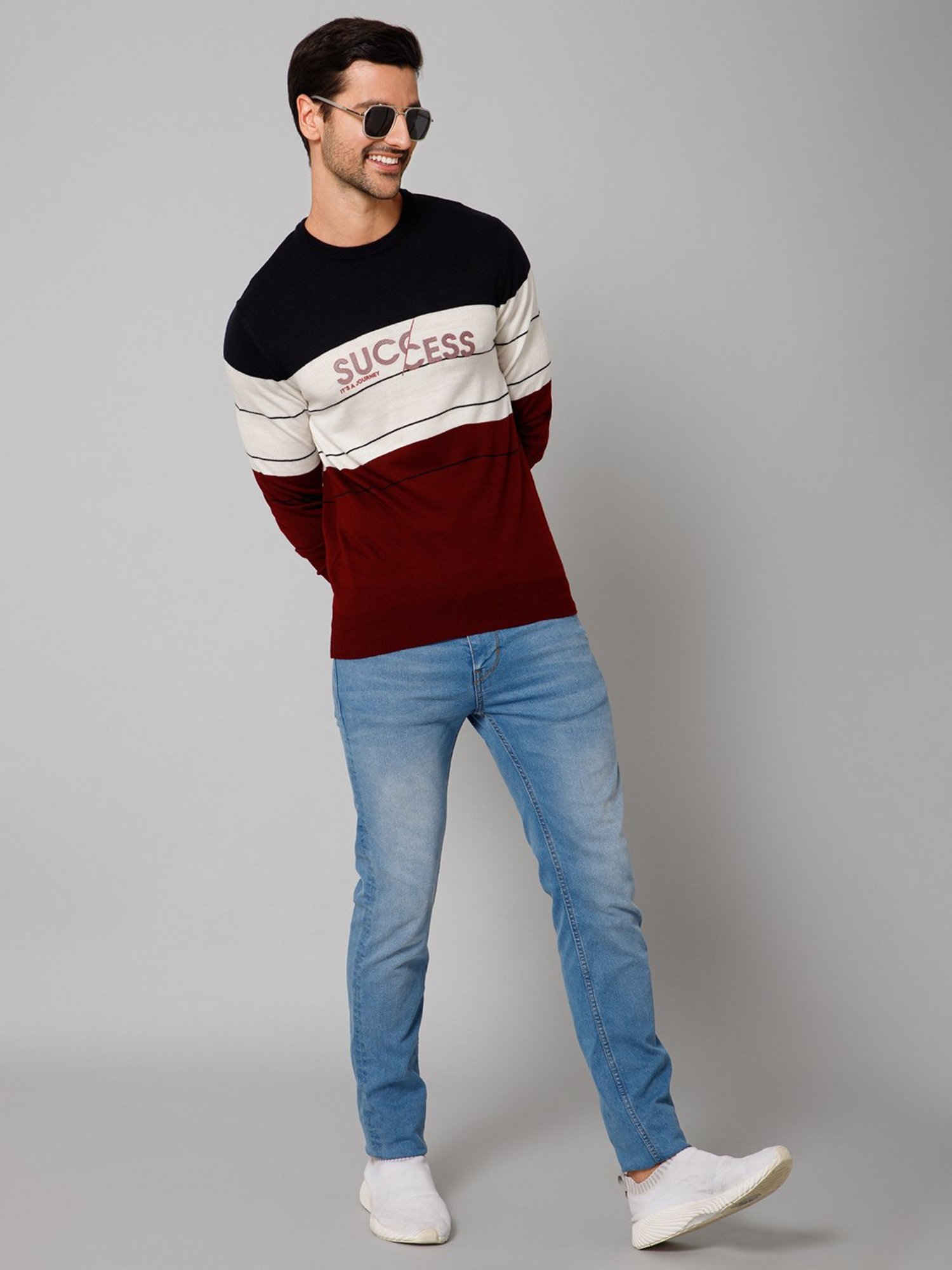 Cantabil Multicolor Regular Fit Printed Sweater