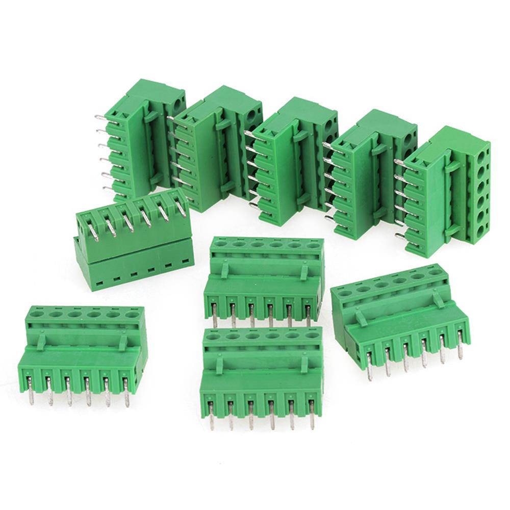 10pcs 5.08mm Right Angle Straight 6 pin Screw Terminal Block Connector Pluggable