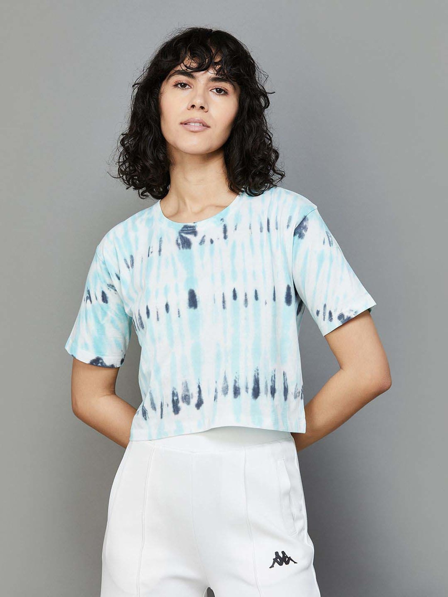 KAPPA Blue Cotton Printed Sports T-Shirt