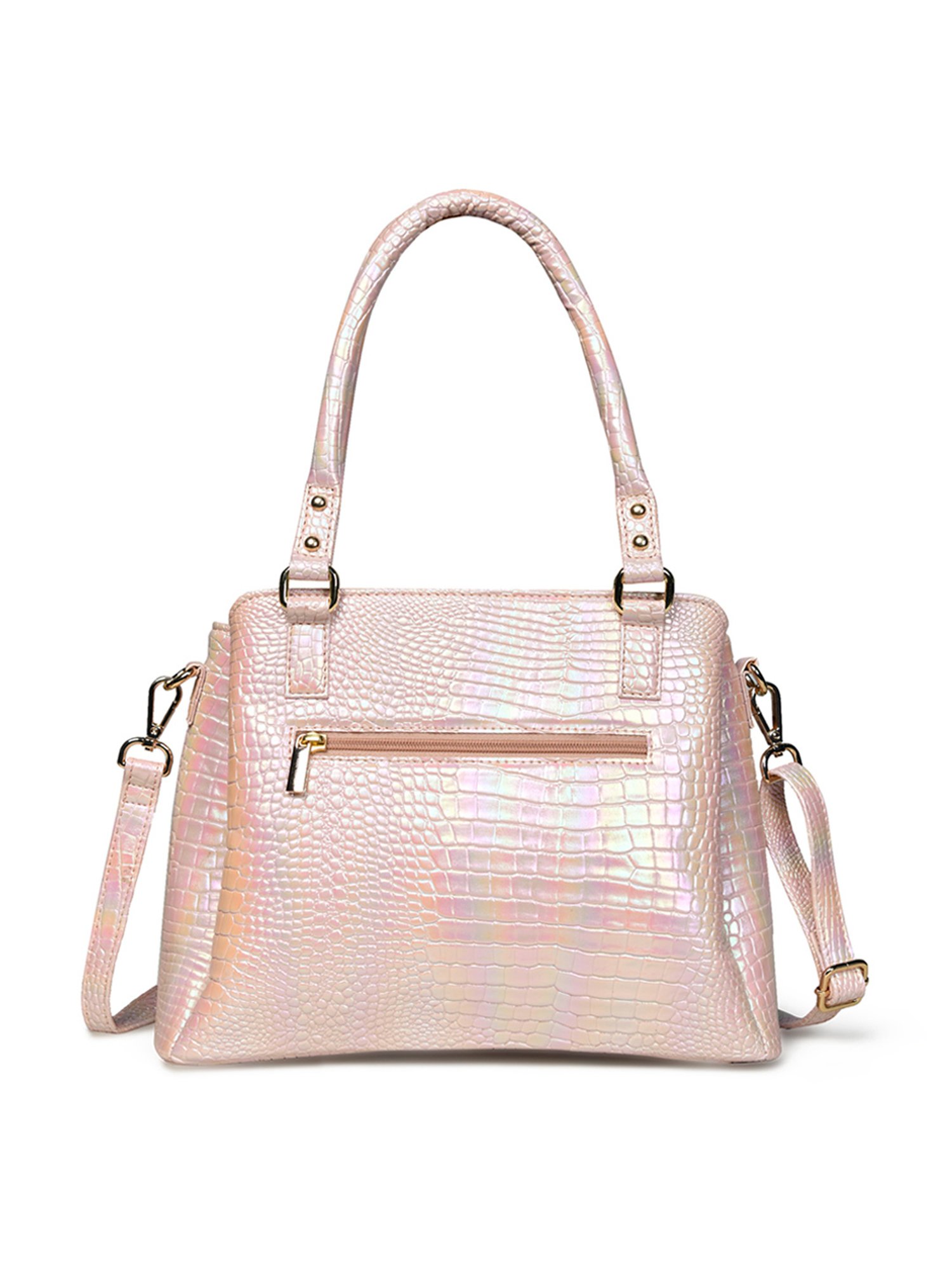 PELLE LUXUR Light Pink Animal Effect Medium Satchel